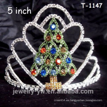 Corona de árbol de navidad de diamantes de imitación